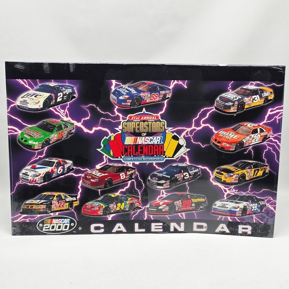 2000 NASCAR Calendar Racing Motorsports Stewart Gordon Earnhardt Kensethm Jarret